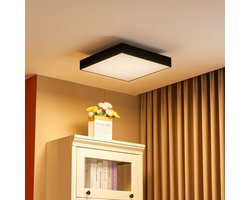 Lucande - LED plafondlamp - RGB - met dimmer - CCT - 1licht - Ijzer, plastic - H: 10 cm - zwart, wit - Inclusief lichtbron