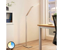 Lucande - LED vloerlamp- met dimmer - 1licht - Aluminium - H: 125 cm - geborsteld aluminium - Inclusief lichtbron