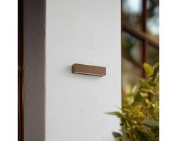 Lucande - LED wandlamp buiten - 1licht - Aluminium spuitgietwerk, glas - H: 6 cm - donkerbruin, transparant - Inclusief lichtbron