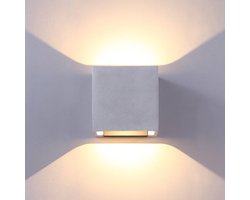 Lucande - LED wandlamp buiten - 2lichts - beton, aluminium, glas - H: 13 cm - beton grijs, helder - Inclusief lichtbronnen