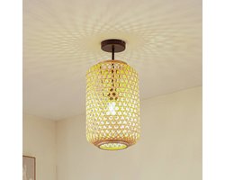 Lucande - plafondlamp hout - 1licht - Bamboe, ijzer - H: 50 cm - E27 - licht hout, zwart