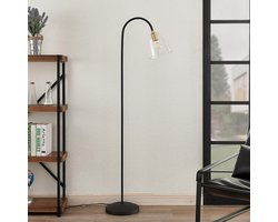 Lucande - vloerlamp - 1licht - glas, metaal - H: 161 cm - E27 - helder, zwart, messing