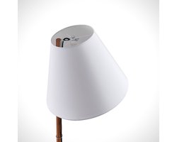Lucande - vloerlamp - 1licht - stof, hout - H: 160 cm - E27 - wit, donker eiken