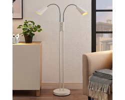 Lucande - vloerlamp - 2lichts - Metaal - H: 124 cm - GU10 - wit, goud