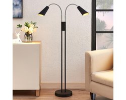 Lucande - vloerlamp - 2lichts - Metaal - H: 124 cm - GU10 - zwart, goud