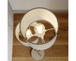 Lucande - vloerlamp - 2lichts - stof, metaal - H: 153 cm - E14 - taupe, nikkel gesatineerd
