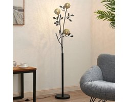 Lucande - vloerlamp - 3lichts - IJzer - H: 160 cm - G9 - zwart, goud
