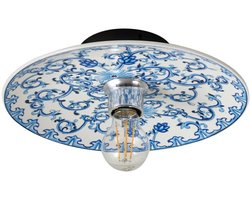 Lucande - wandlamp - 1licht - Keramiek, metaal - H: 8.6 cm - E27 - wit, blauw