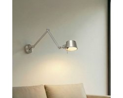 Lucande - wandlamp - 1licht - metaal - H: 14 cm - E27 - nikkel satijn