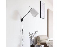 Lucande - wandlamp - 1licht - Metaal, textiel - H: 66 cm - E27 - mat zwart, crème