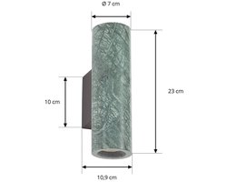 Lucande - wandlamp - 2lichts - Marmer, ijzer - H: 23 cm - GU10 - groen gemarmerd