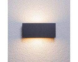 Lucande - Wandlamp buiten - 1licht - Aluminium, kunststof - H: 11 cm - E27 - antraciet