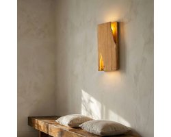 Lucande - Wandlamp hout - 2lichts - dennenhout - H: 22 cm - E14 - licht hout
