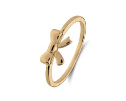 Lucardi Kinder Zilveren goldplated ring met strik - Ring - 925 Zilver - Goudkleurig - 16 / 50 mm