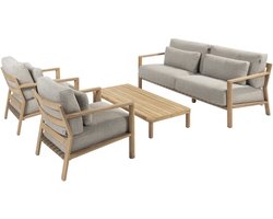 Lucas stoel bank loungeset 4 delig naturel teak 4 Seasons Outdoor
