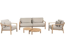 Lucas stoel bank loungeset 5 delig naturel teak 4 Seasons Outdoor