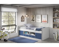 LUCEVI - Bonny Kajuitbed + Lattenbodem - Blauw - 90x200 cm