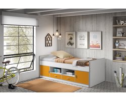 LUCEVI - Bonny Kajuitbed + Lattenbodem - Oranje - 90x200 cm