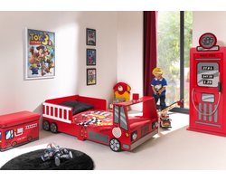 LUCEVI - Carbeds Peuter Fire Truck bed + Matras - Rood - 70x140 cm