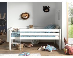 LUCEVI - Pino Halfhoogslaper met Ladder 90x200cm - Wit - H85CM