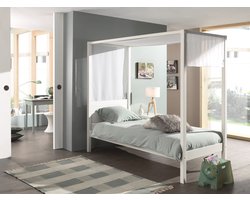 LUCEVI - Pino hemelbed wit + Pino bedlinnen groen - 90x200 cm