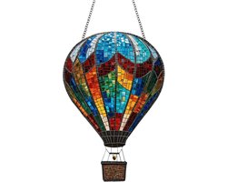 Luchtballon Decoratie - Zonne lantaarn - Tuin Verfraaien - Realistische Vlam - 23 cm - Multicolor