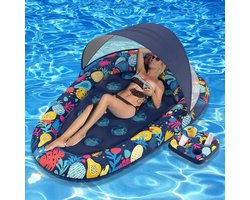 Luchtbed Hangmat voor Volwassenen met Luifel, Groot Opblaasbaar Matras voor Zwembad, Strand en Tuin