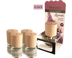 Luchtverfrisser 4x - 'Lavanda' - Lavendel - 18 ml - Inclusief verzenden - Verfrisser - Geurverfrisser - Parfum - Huisparfum - Geur - Hout - Houten - Geurflesje - Fles - Flesje - Flesjes - Klein - Kleine - Transparant - Toilet - Wc - Badkamer - Woning