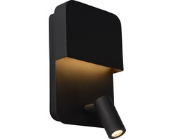 Lucide BOXER - Bedlamp / Wandlamp - LED - 3000K - Met USB oplaadpunt - Zwart