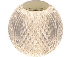 Lucide CINTRA - Oplaadbare Tafellamp - Accu/Batterij - Ø 11 cm - LED 3 StepDim - 1x2W 2700K - Transparant