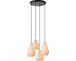 Lucide CINZIA - Hanglamp - Ø 55,5 cm - 4xE27 - Wit - Japandi