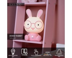 Lucide DODO RABBIT - Nachtlamp Kinderkamer - LED 3 StepDim - 1x3W 4000K - Roze