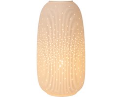 Lucide FLORES - Tafellamp - Ø 17,5 cm - 1xE14 - Wit - Japandi