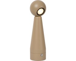 Lucide IPSOS - Oplaadbare Tafellamp - Accu/Batterij - LED Dimbaar - 1x3W 2700K - Taupe