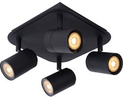 Lucide LENNERT - Plafondspot (Plafondlamp) Badkamer - LED Dimbaar - GU10 - 4x5W 3000K - IP44 - Zwart