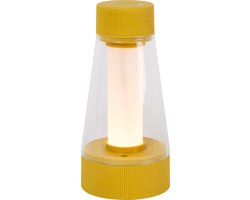 Lucide LORALI - Oplaadbare Tafellamp Binnen/Buiten - Accu/Batterij - Ø 7,7 cm - LED Dimb. - 1x1,2W 2600K/3000K - IP44 - Okergeel