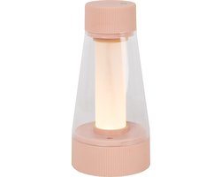 Lucide LORALI - Oplaadbare Tafellamp Binnen/Buiten - Accu/Batterij - Ø 7,7 cm - LED Dimbaar - 1x1,2W 2600K/3000K - IP44 - Roze