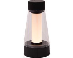 Lucide LORALI - Oplaadbare Tafellamp Binnen/Buiten - Accu/Batterij - Ø 7,7 cm - LED Dimbaar - 1x1,2W 2600K/3000K - IP44 - Zwart