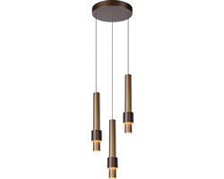 Lucide MARGARY - Hanglamp - Ø 28 cm - LED Dimbaar - 3x4W 2700K - Koffie