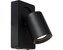 Lucide NIGEL - Bedlamp / Wandlamp - LED Dim to warm - GU10 - 1x5W 2200K/3000K - Met USB oplaadpunt - Zwart