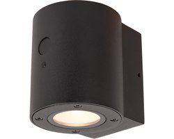 Lucide PERTH - Wandlamp - Zonne-energie - Ø 9 cm - LED Dimbaar - 1x1W 2850K/3150K - IP65 - Beweging & dag/nacht sensor - Zwart
