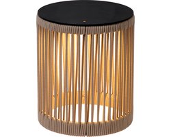 Lucide PINGI - Oplaadbare Vloerlamp Binnen/Buiten - Accu/Batterij - Ø 33,5 cm - LED 3 StepDim - 1x3W 3000K - IP44 - Taupe - Japandi