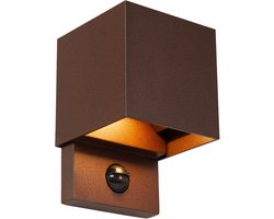 Lucide TADZIO - Wandlamp Binnen/Buiten - LED - CCT - 1x7W 2700K/4000K - IP65 - Bewegingssensor - Roest bruin - Essential