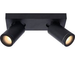 Lucide TAYLOR - Plafondspot (Plafondlamp) Badkamer - LED Dim to warm - GU10 - 2x5W 2200K/3000K - IP44 - Zwart
