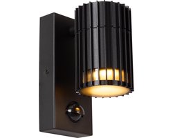 Lucide TIMBALA - Wandspot / Wandlamp Binnen/Buiten - 1xGU10 - IP44 - Beweging & dag/nacht sensor - Zwart | Essential