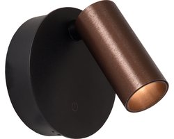 Lucide TONI - Oplaadbare Wandspot / Wandlamp - Accu/Batterij - Ø 8,1 cm - LED Dimbaar - CCT - 1x2W 2700K/4000K - Magnetisch - Koffie