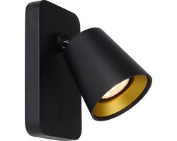 Lucide TURNON - Bedlamp / Wandlamp - LED Dim to warm - GU10 - 1x5W 2200K/3000K - Zwart