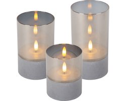 Lucide VELAS - Tafellamp - Batterijen - Ø 8 cm - LED - 3x0,2W 2700K - Fumé - Set van 3