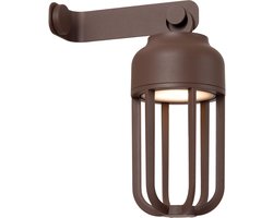 Lucide WELLS - Oplaadbare Wandlamp Binnen/Buiten - Accu/Batterij - Ø 10 cm - LED Dimbaar - CCT - 1x5W 2700K/4000K - IP54 - Roest bruin - Essential