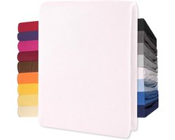 Lucina Topper Hoeslaken Jersey Katoen Stretch - wit 90x200cm - 100x200cm